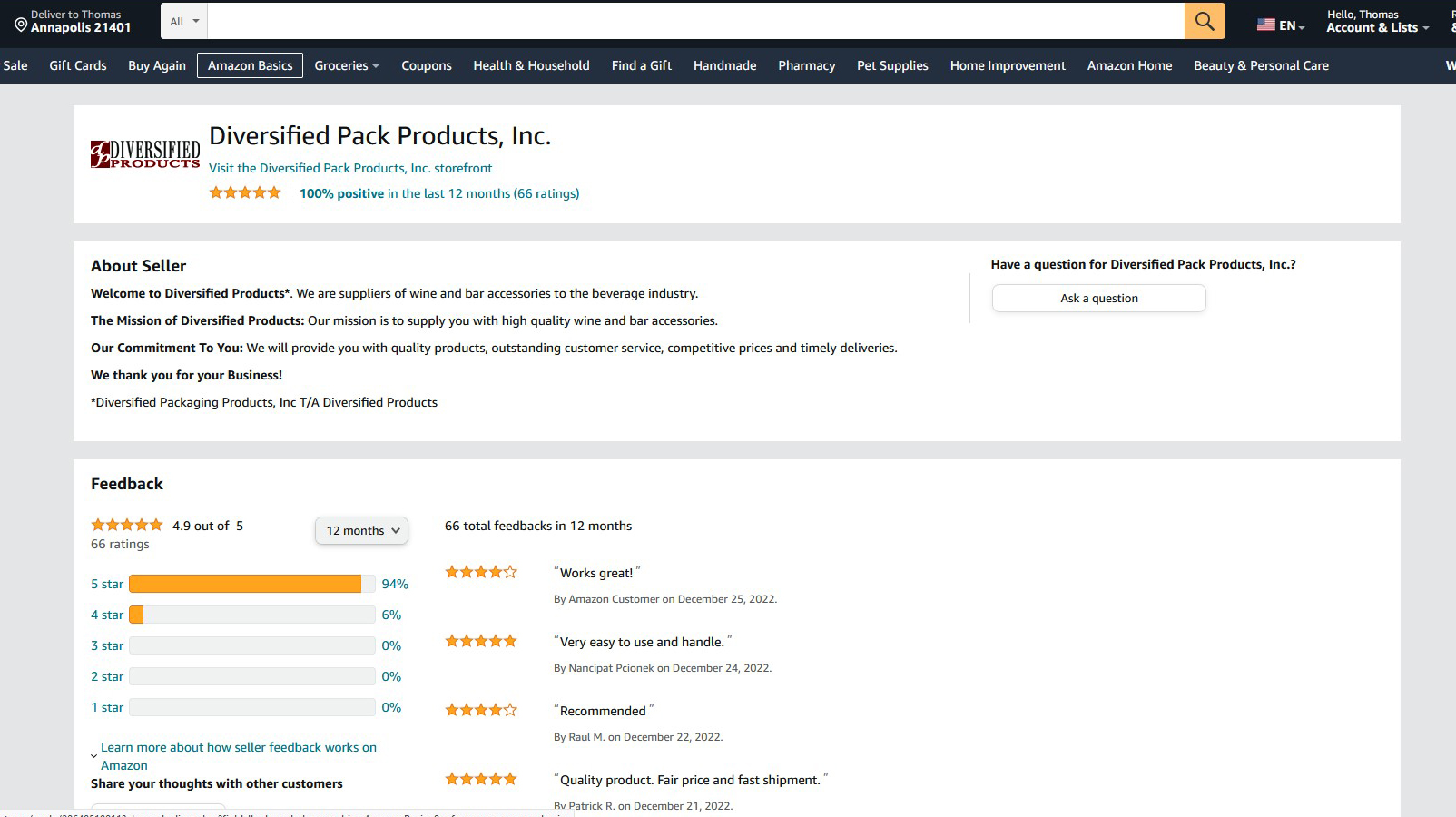 Diversified Pack Products - Selling on Amazon